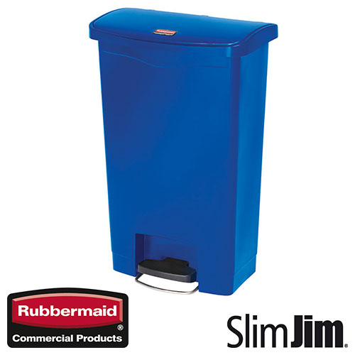 Afvalbak Slim Jim Front Step On container Rubbermaid 68 liter blauw